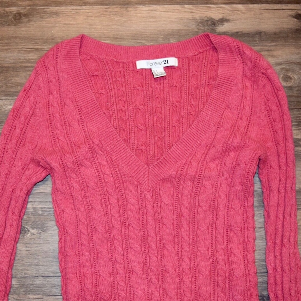 Pink Cable Knit Long Sleeve